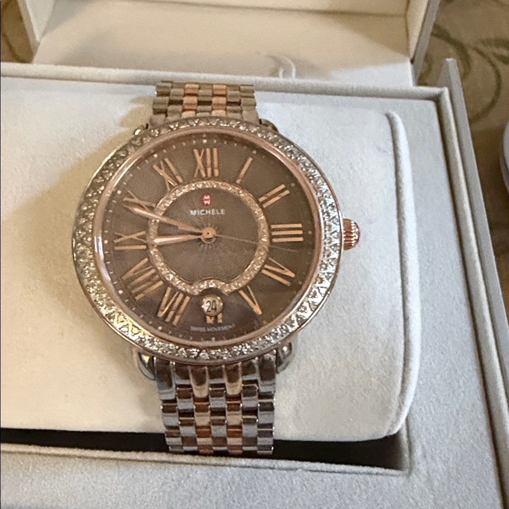 Michele Two-Tone Rose Gold and Silver Watch - Picture 7 of 10